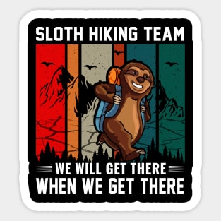 sloth hiking team Sticker